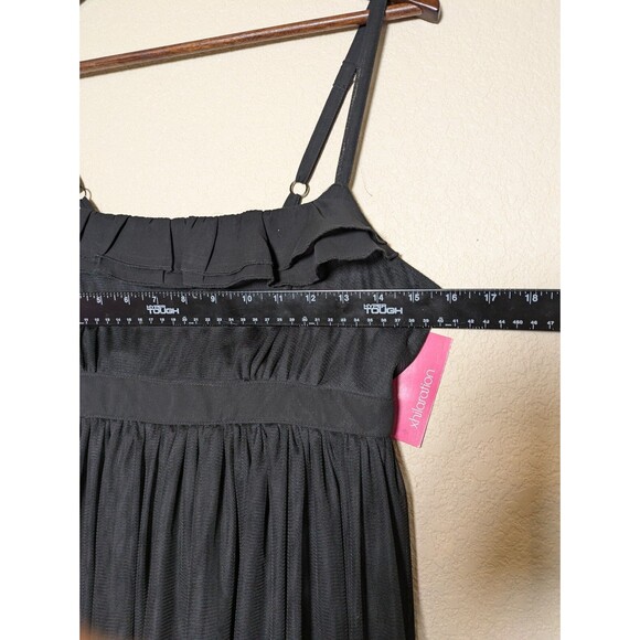 NWT Black Mesh Babydoll Midi Dress with Ruffle Trim Size Large Y2K Coquette PLL - Picture 5 of 12